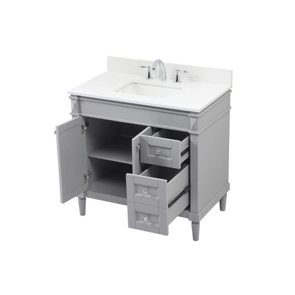 36 inch Single bathroom vanity in grey with backsplash