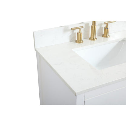 30 inch Single bathroom vanity in white with backsplash