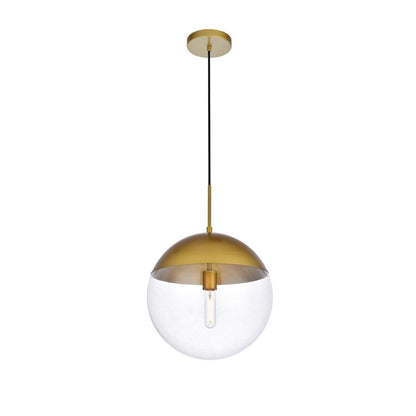 Eclipse 1 Light Brass Pendant With Clear Glass