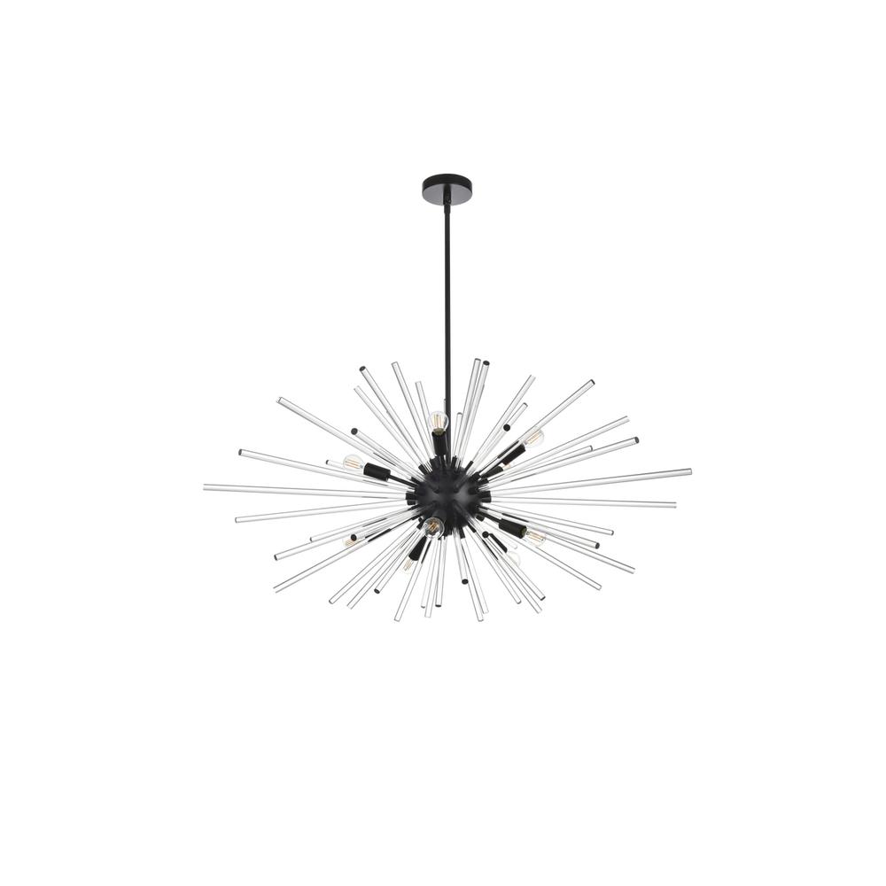 Sienna 46 inch crystal rod pendant in black