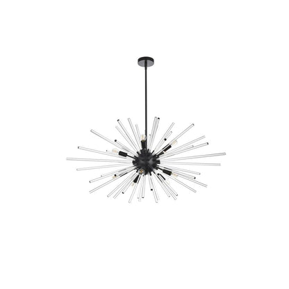 Sienna 46 inch crystal rod pendant in black