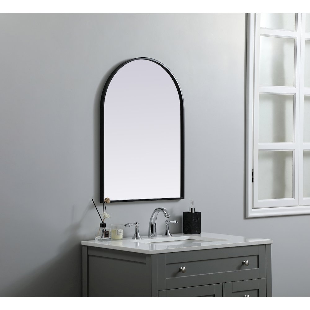 Metal Frame Arch Mirror 22x30 Inch in Black
