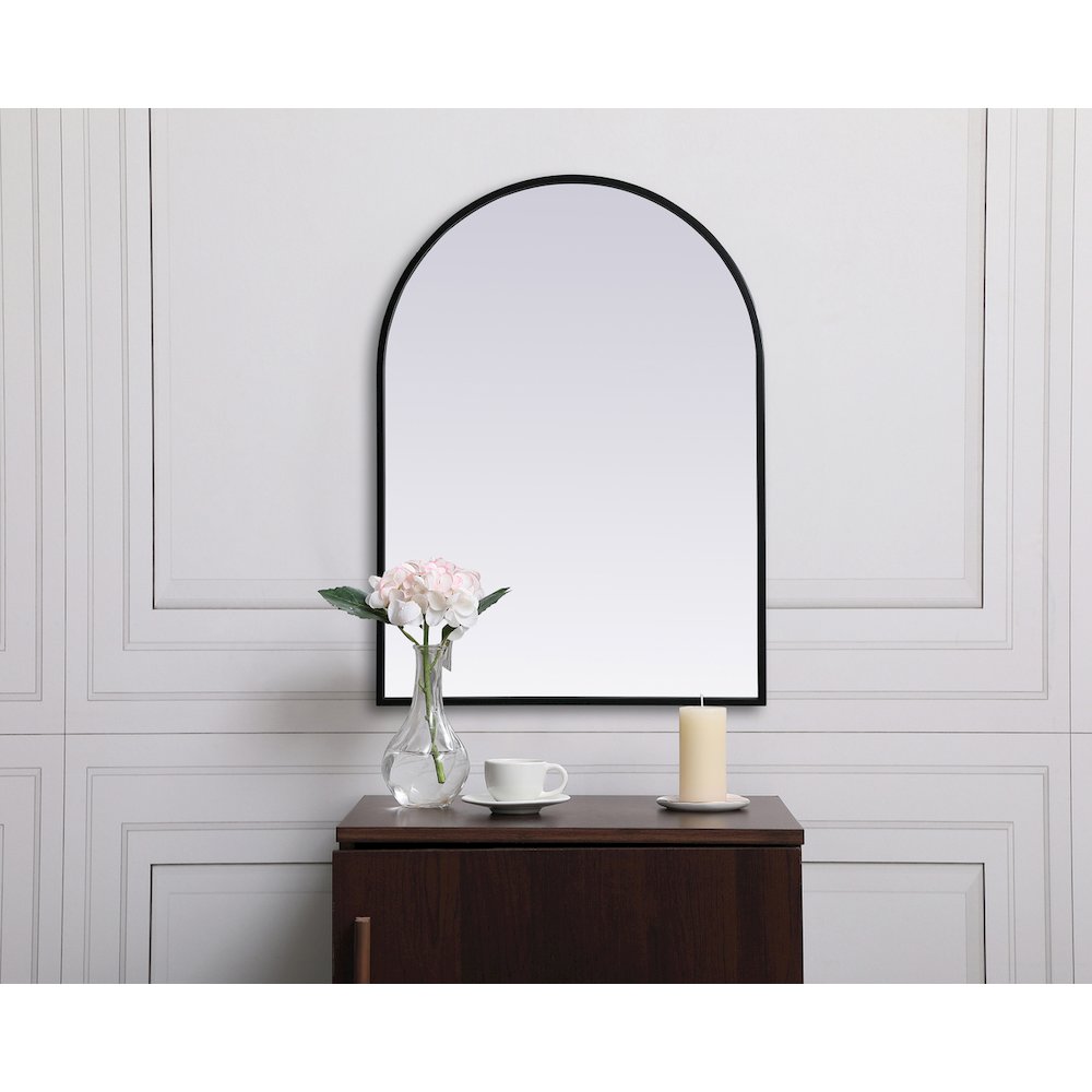 Metal Frame Arch Mirror 22x30 Inch in Black