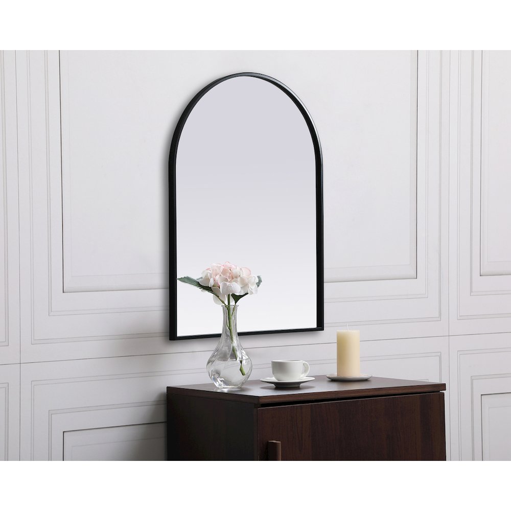 Metal Frame Arch Mirror 22x30 Inch in Black