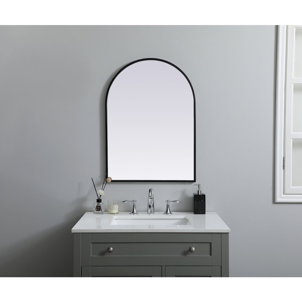 Metal Frame Arch Mirror 22x30 Inch in Black