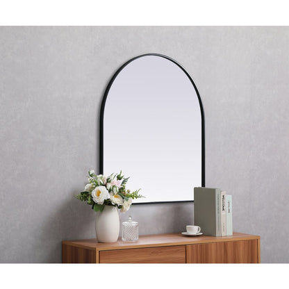 Metal Frame Arch Mirror 33x36 Inch in Black