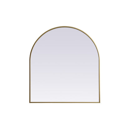 Metal Frame Arch Mirror 33x36 Inch in Brass