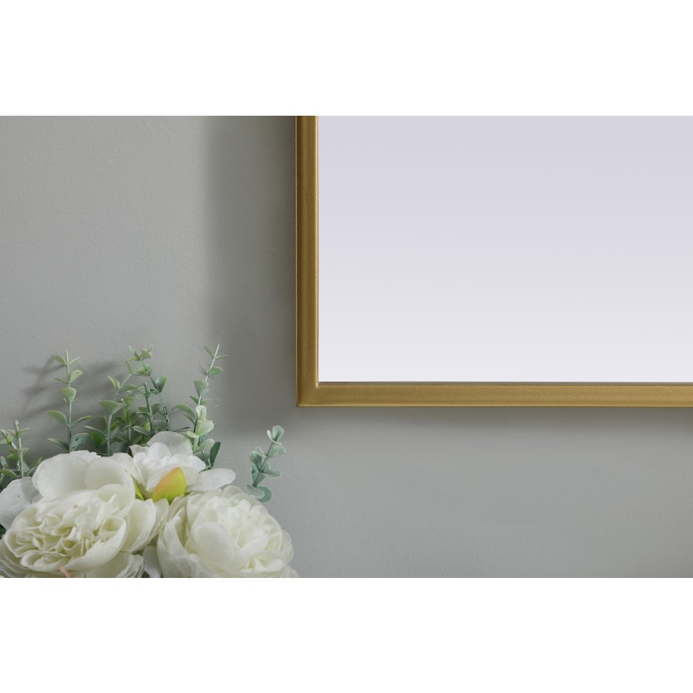 Metal Frame Arch Mirror 33x36 Inch in Brass