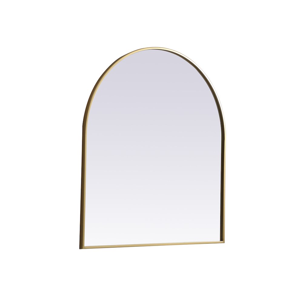 Metal Frame Arch Mirror 33x36 Inch in Brass