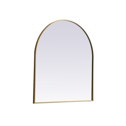 Metal Frame Arch Mirror 33x36 Inch in Brass