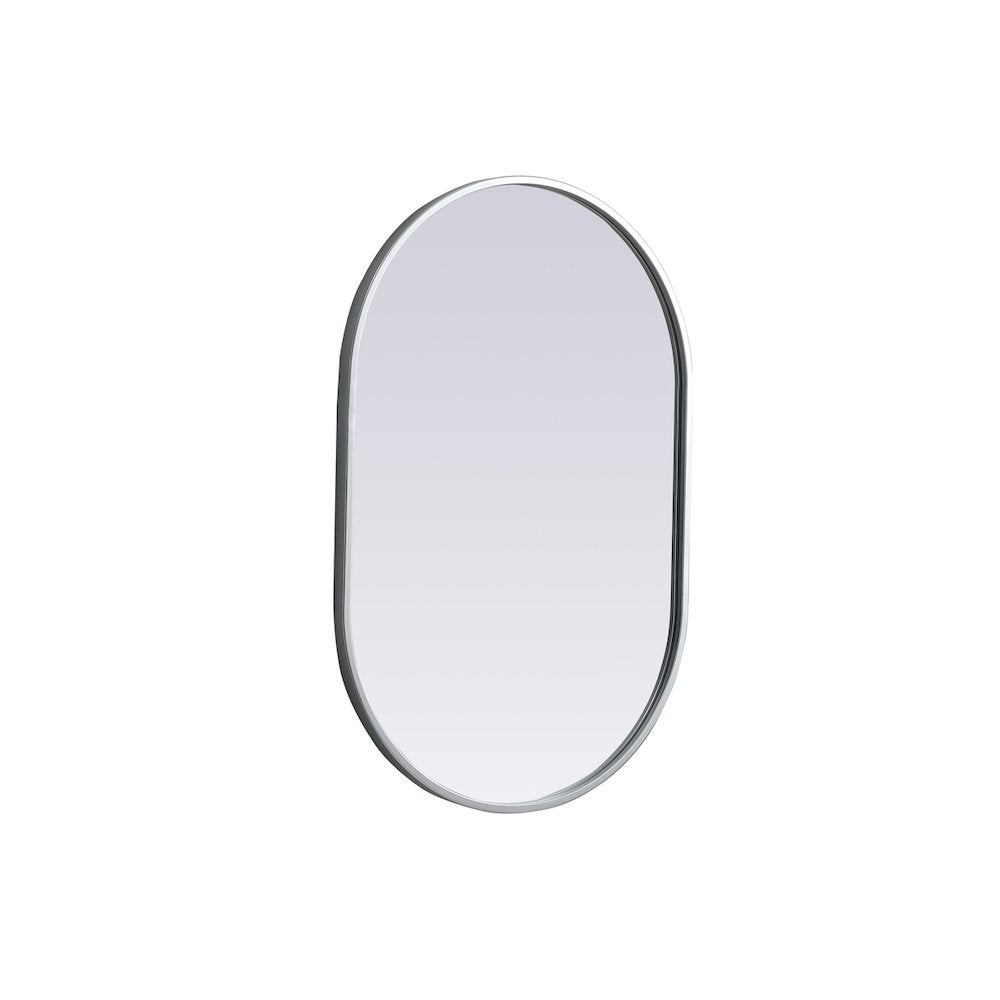 Metal Frame Oval Mirror 20x30 Inch in Silver