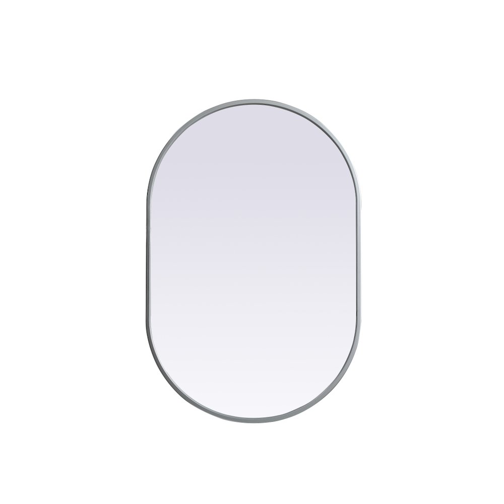 Metal Frame Oval Mirror 20x30 Inch in Silver