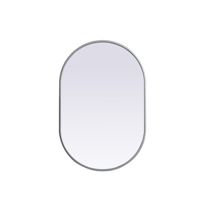 Metal Frame Oval Mirror 20x30 Inch in Silver