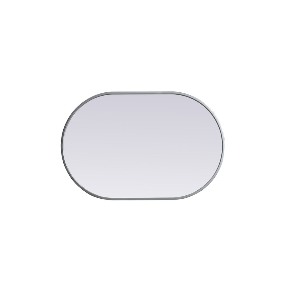 Metal Frame Oval Mirror 20x30 Inch in Silver
