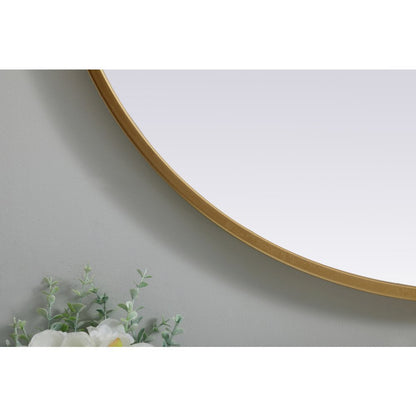 Metal Frame Oval Mirror 24x30 Inch in Brass