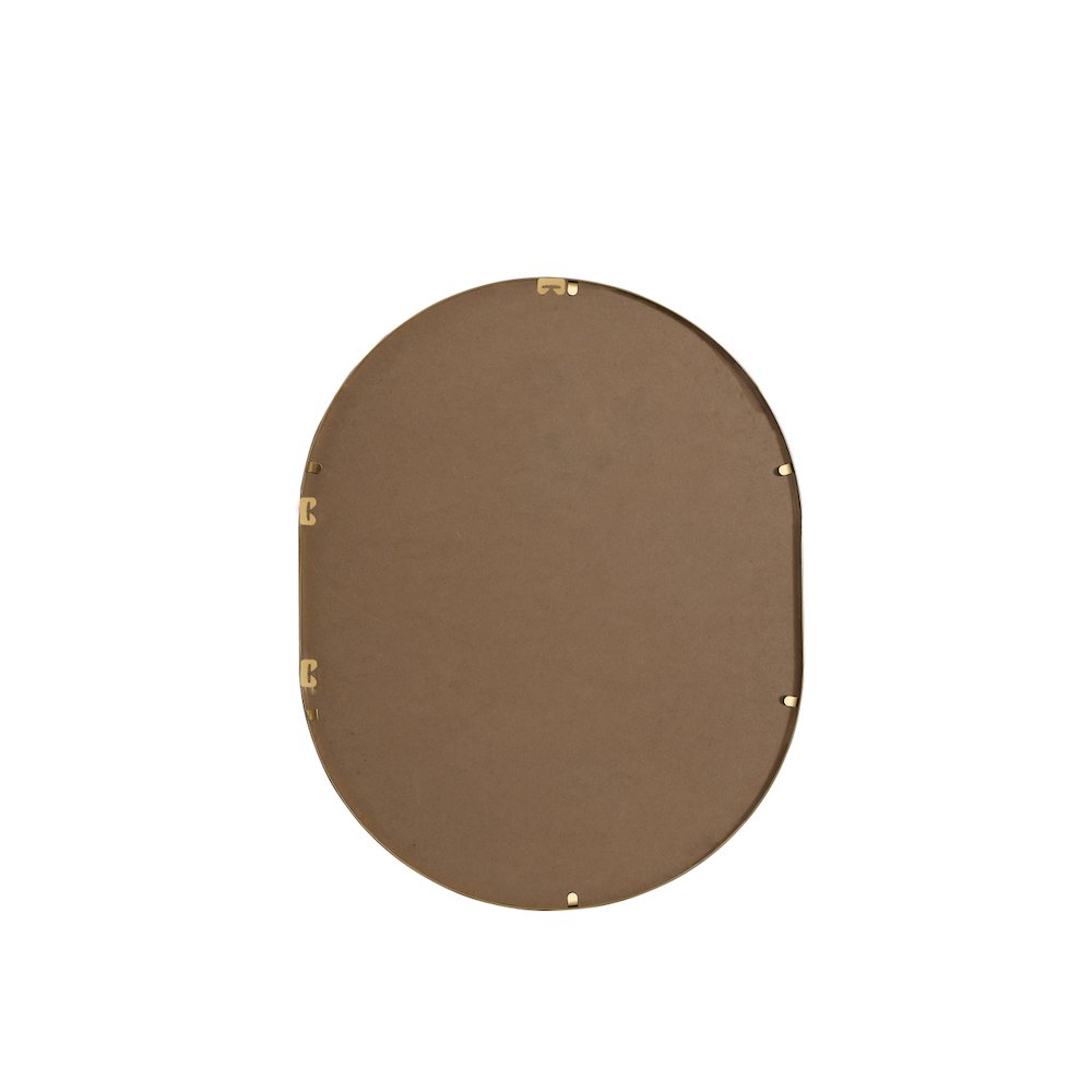 Metal Frame Oval Mirror 24x30 Inch in Brass