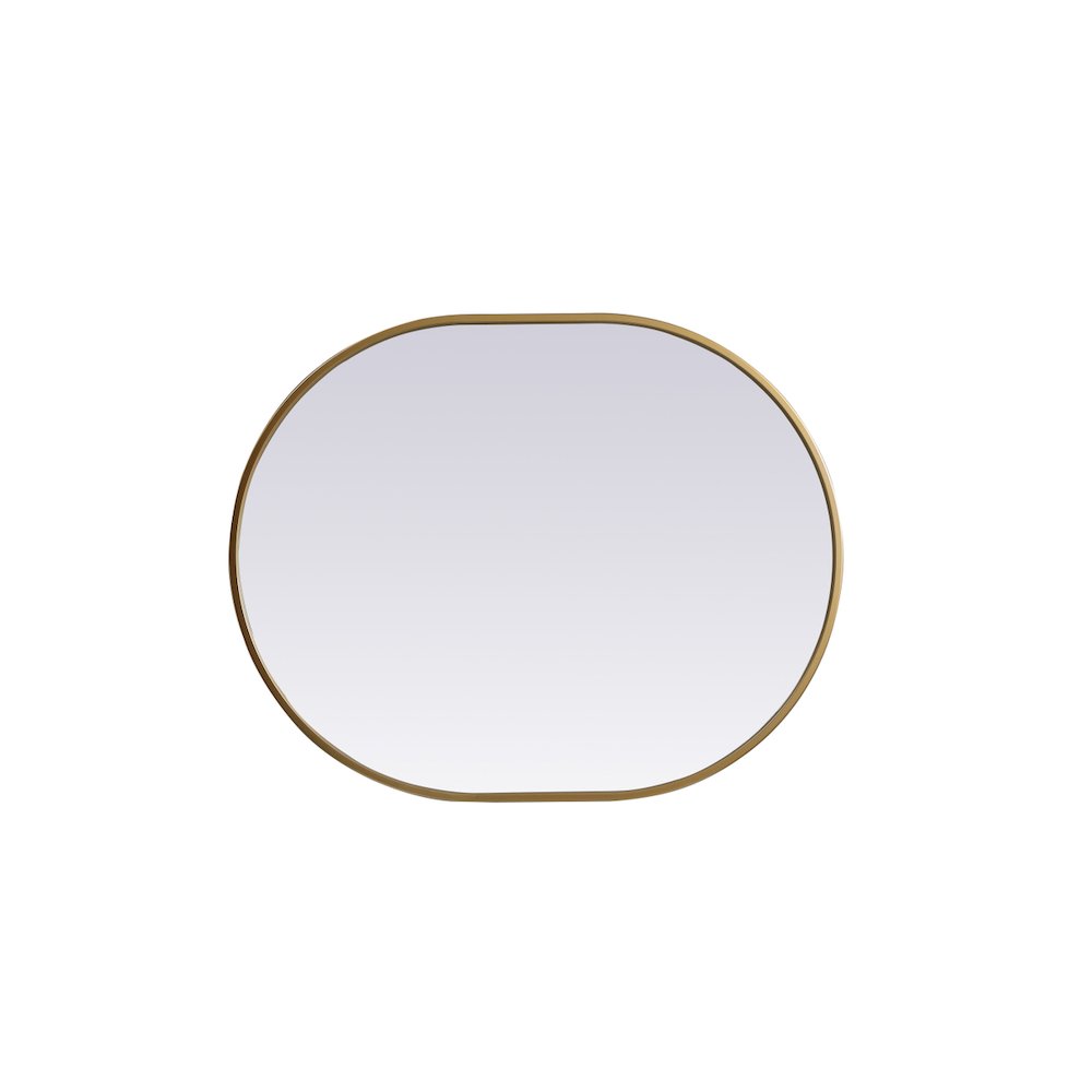 Metal Frame Oval Mirror 24x30 Inch in Brass