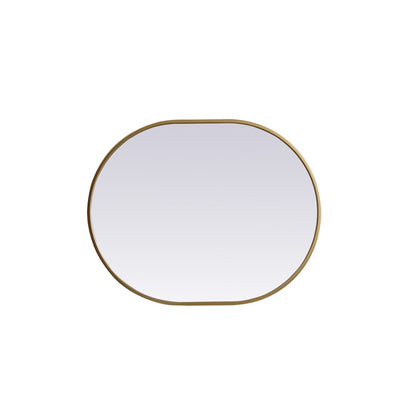 Metal Frame Oval Mirror 24x30 Inch in Brass