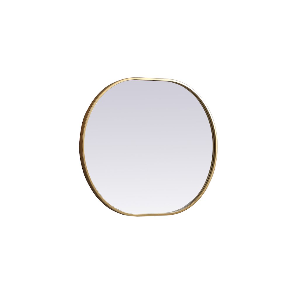 Metal Frame Oval Mirror 24x30 Inch in Brass