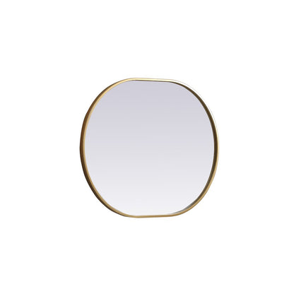 Metal Frame Oval Mirror 24x30 Inch in Brass