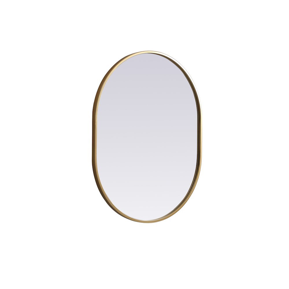 Metal Frame Oval Mirror 24x30 Inch in Brass