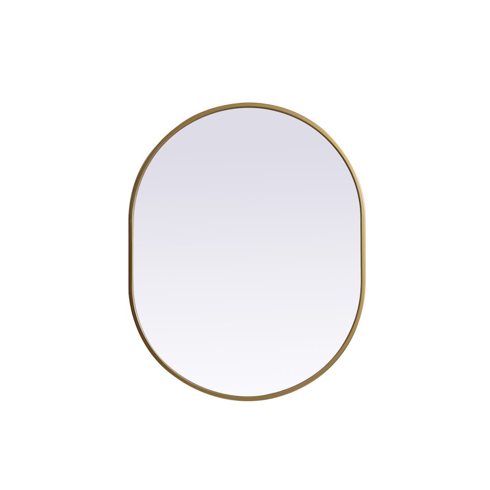 Metal Frame Oval Mirror 24x30 Inch in Brass