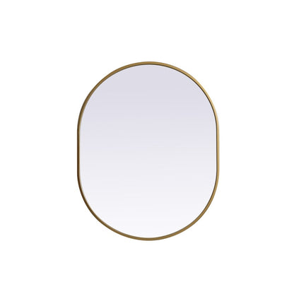 Metal Frame Oval Mirror 24x30 Inch in Brass
