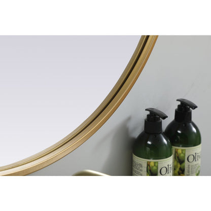 Metal Frame Oval Mirror 24x30 Inch in Brass