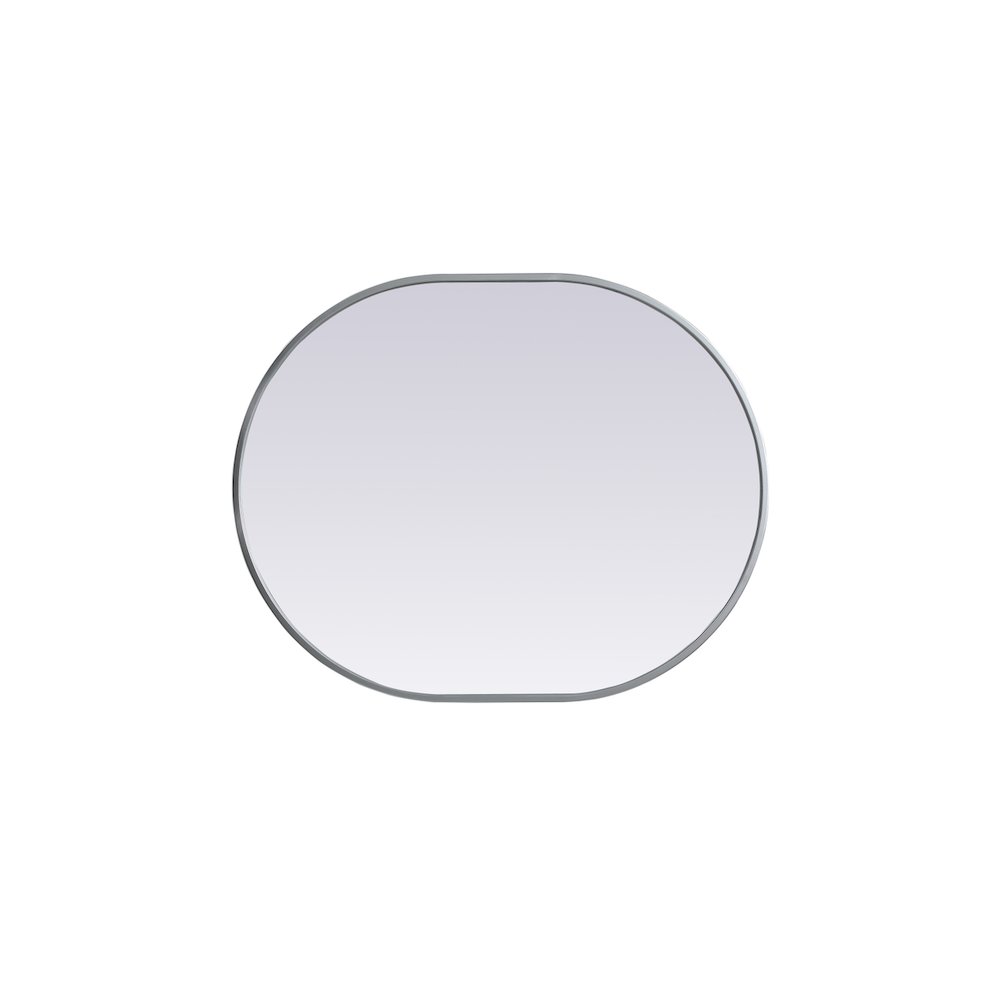 Metal Frame Oval Mirror 24x30 Inch in Silver