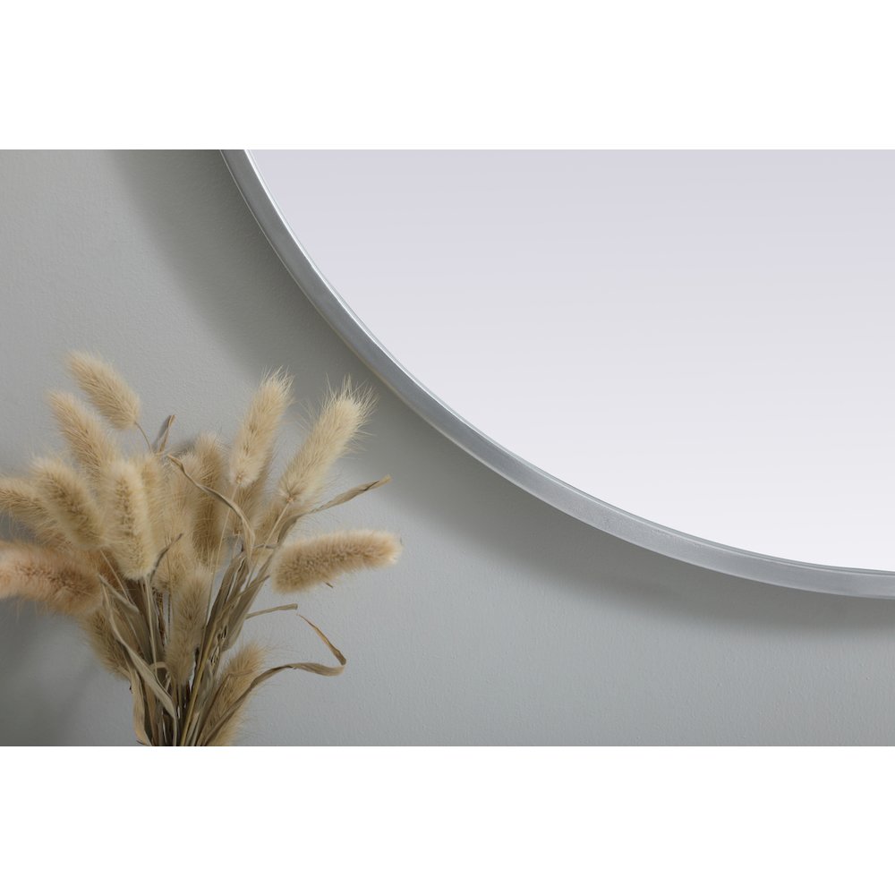 Metal Frame Oval Mirror 24x30 Inch in Silver