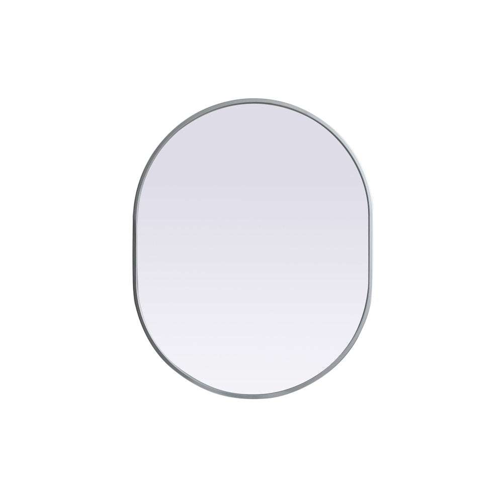 Metal Frame Oval Mirror 24x30 Inch in Silver