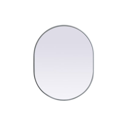 Metal Frame Oval Mirror 24x30 Inch in Silver