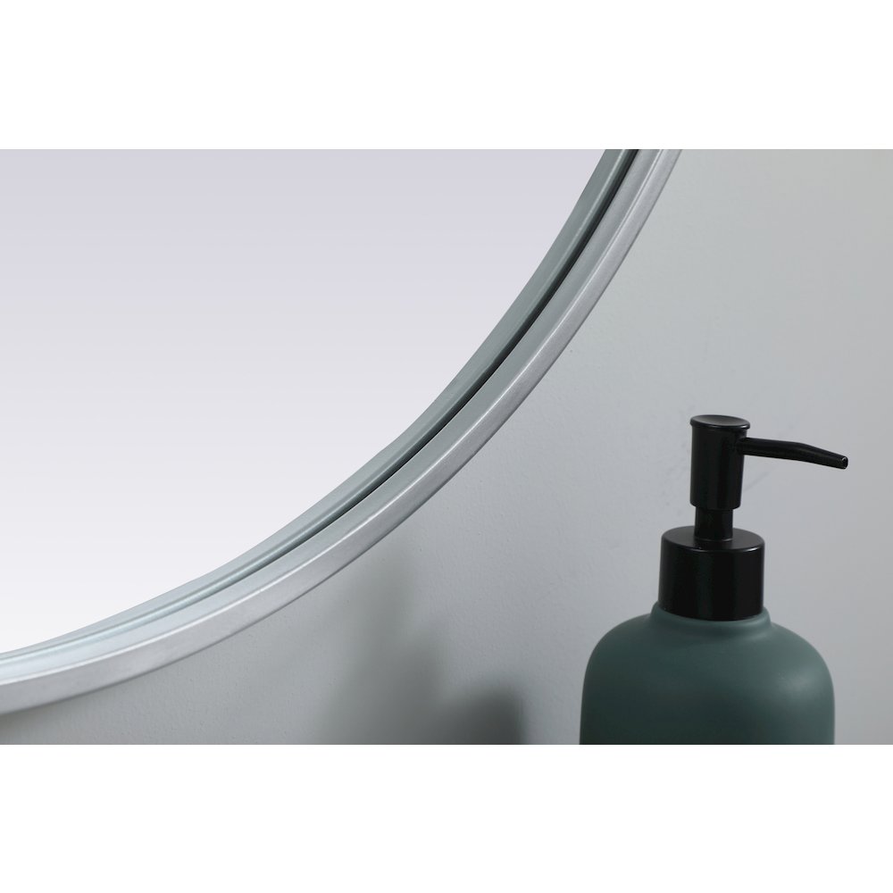 Metal Frame Oval Mirror 24x30 Inch in Silver
