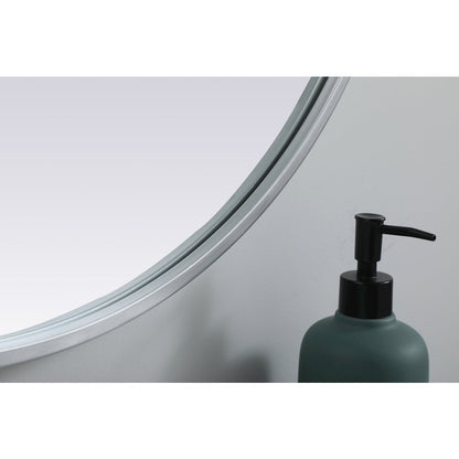 Metal Frame Oval Mirror 24x30 Inch in Silver