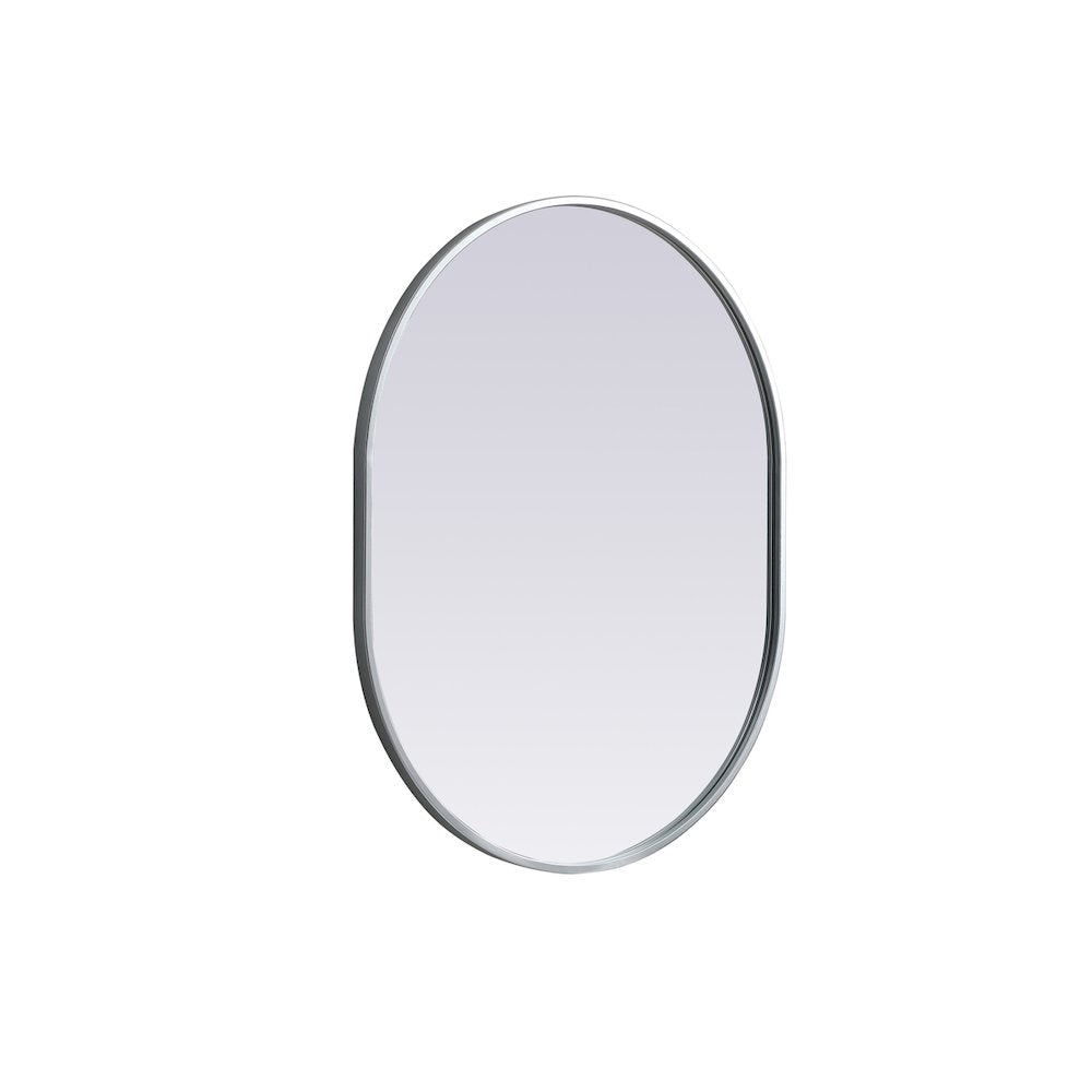 Metal Frame Oval Mirror 24x30 Inch in Silver