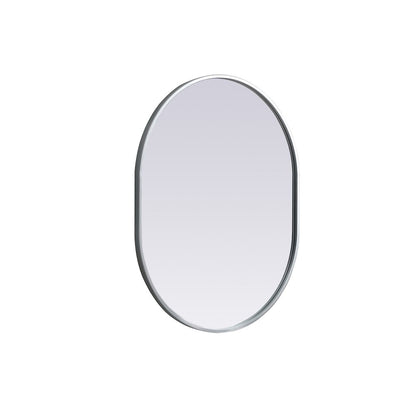 Metal Frame Oval Mirror 24x30 Inch in Silver