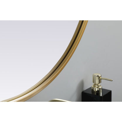 Metal Frame Oval Mirror 27x36 Inch in Brass