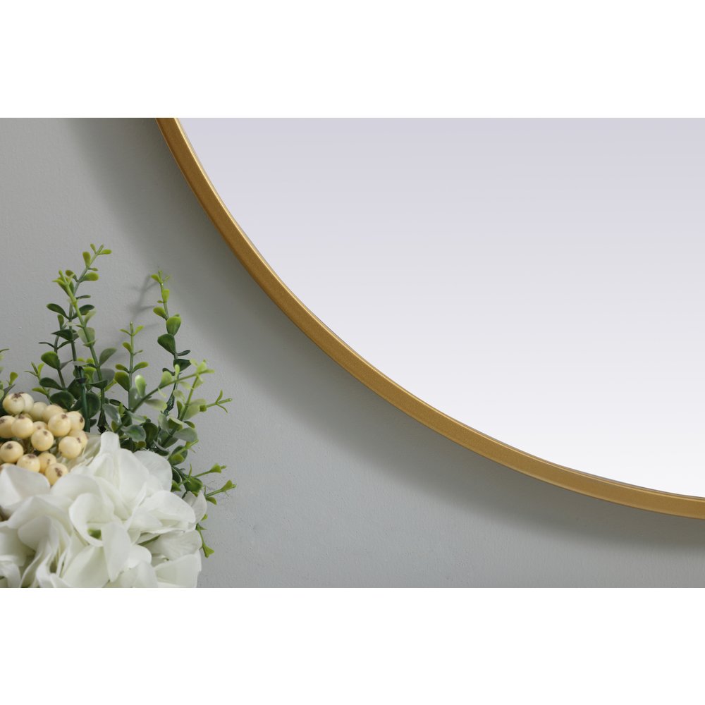 Metal Frame Oval Mirror 27x36 Inch in Brass