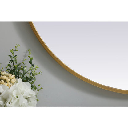 Metal Frame Oval Mirror 27x36 Inch in Brass