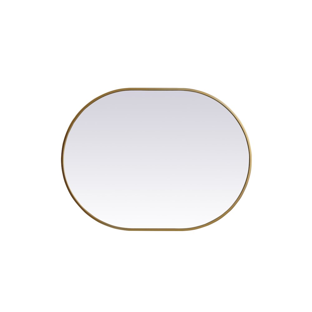 Metal Frame Oval Mirror 27x36 Inch in Brass
