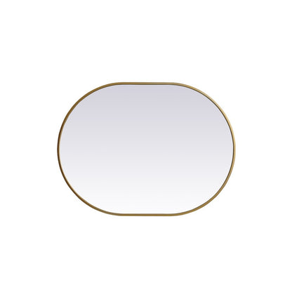 Metal Frame Oval Mirror 27x36 Inch in Brass