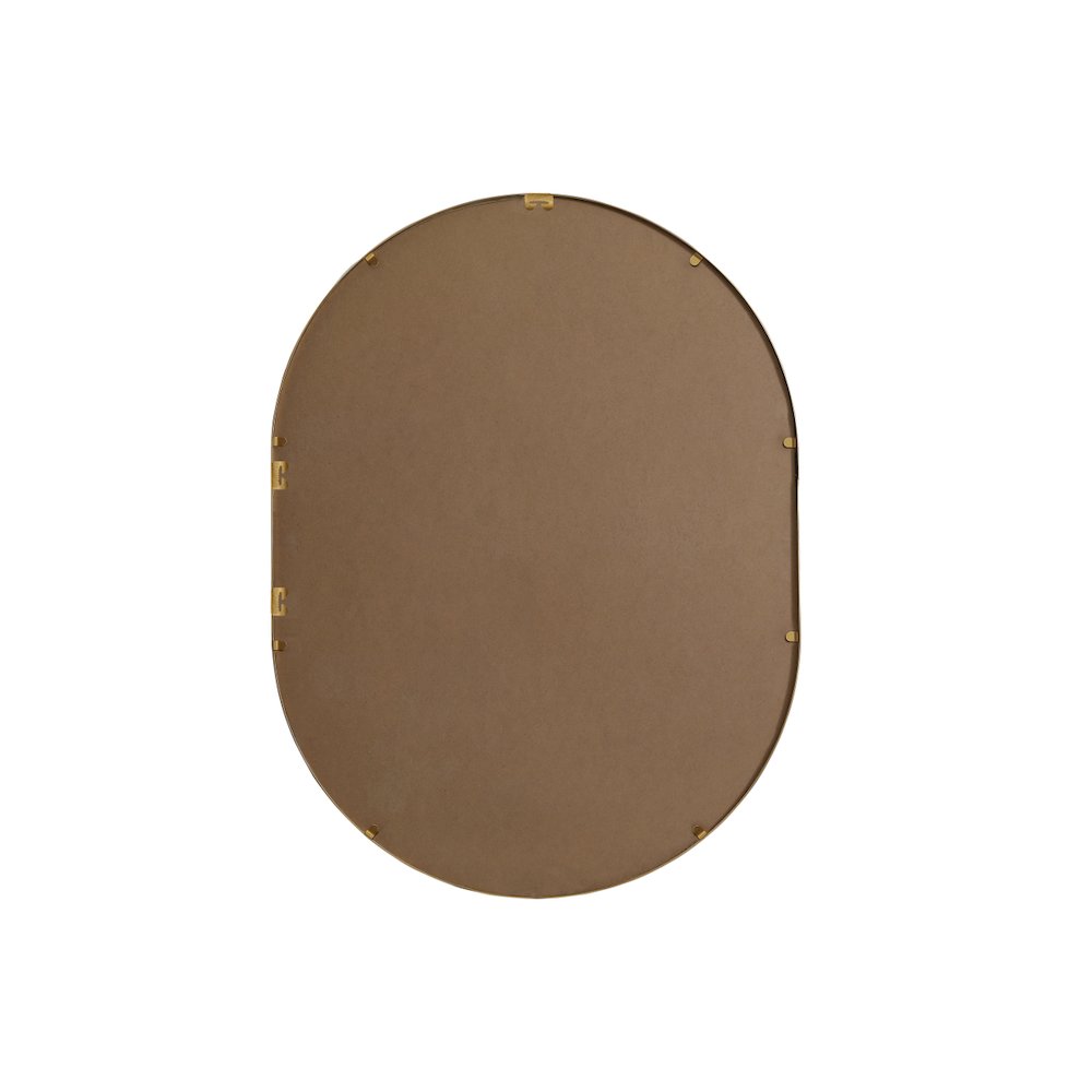Metal Frame Oval Mirror 27x36 Inch in Brass