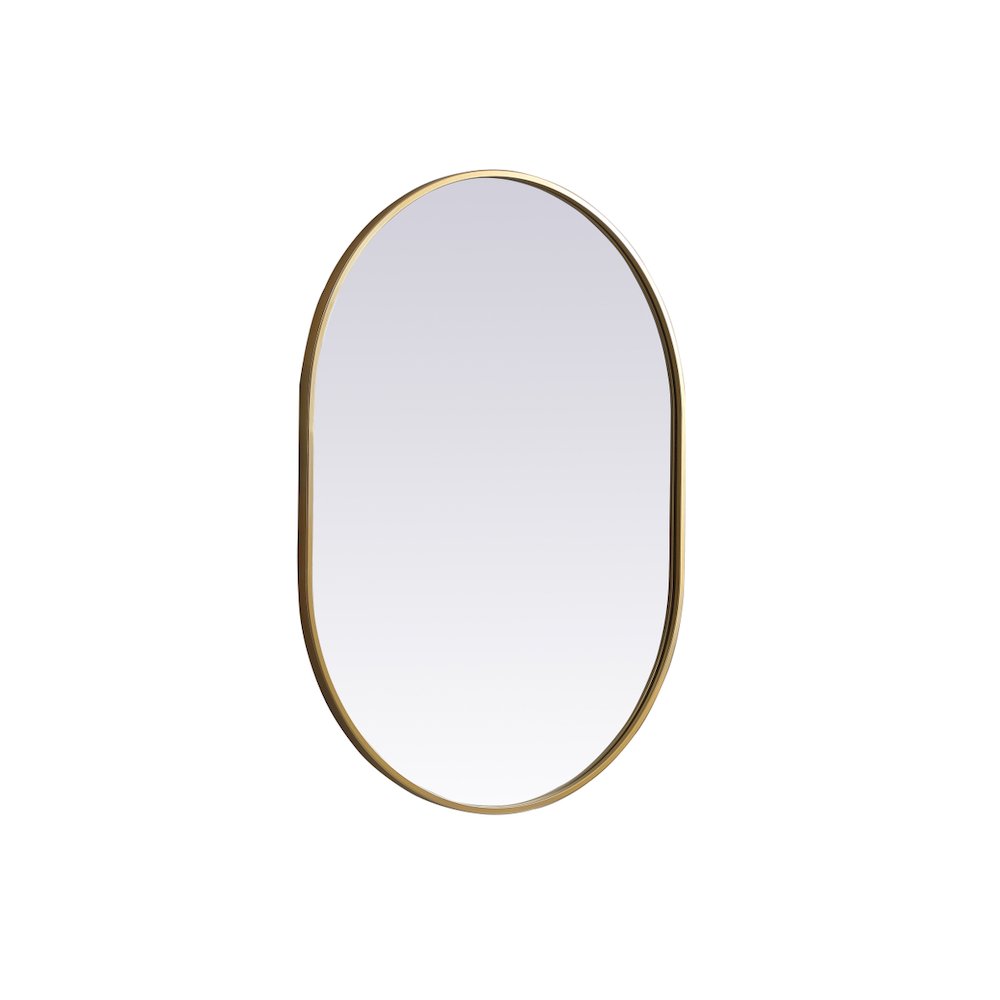 Metal Frame Oval Mirror 27x36 Inch in Brass