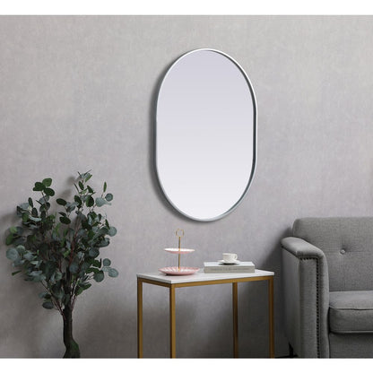 Metal Frame Oval Mirror 27x36 Inch in Silver