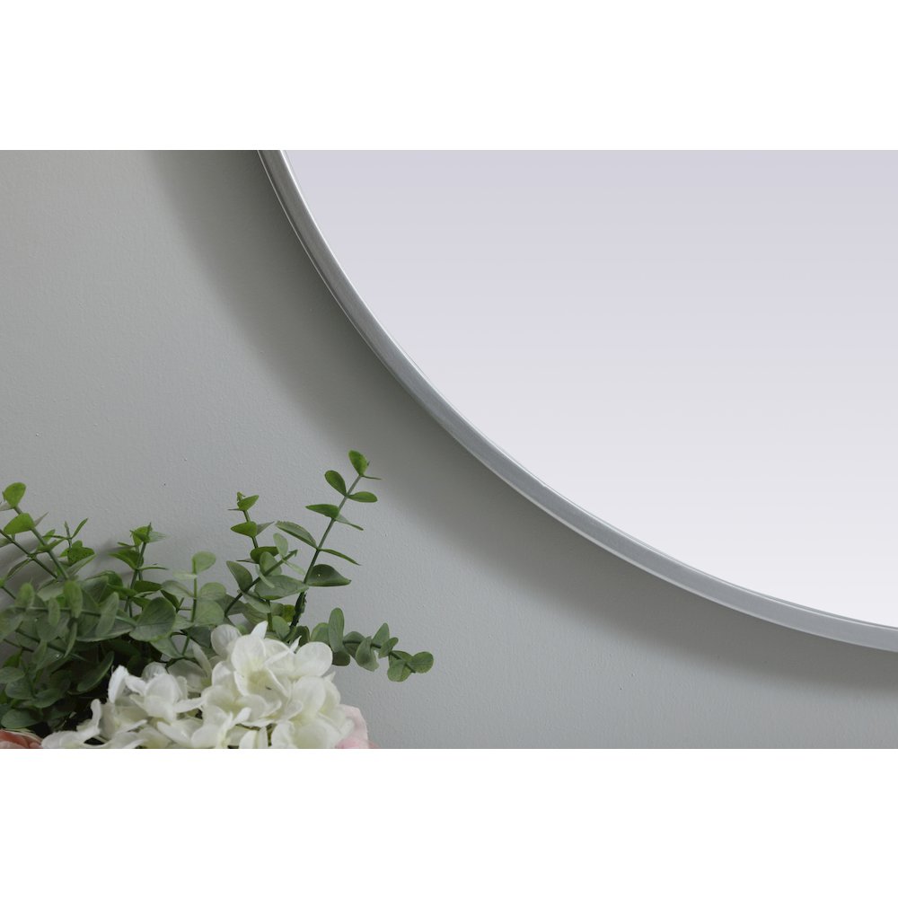 Metal Frame Oval Mirror 27x36 Inch in Silver