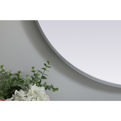 Metal Frame Oval Mirror 27x36 Inch in Silver