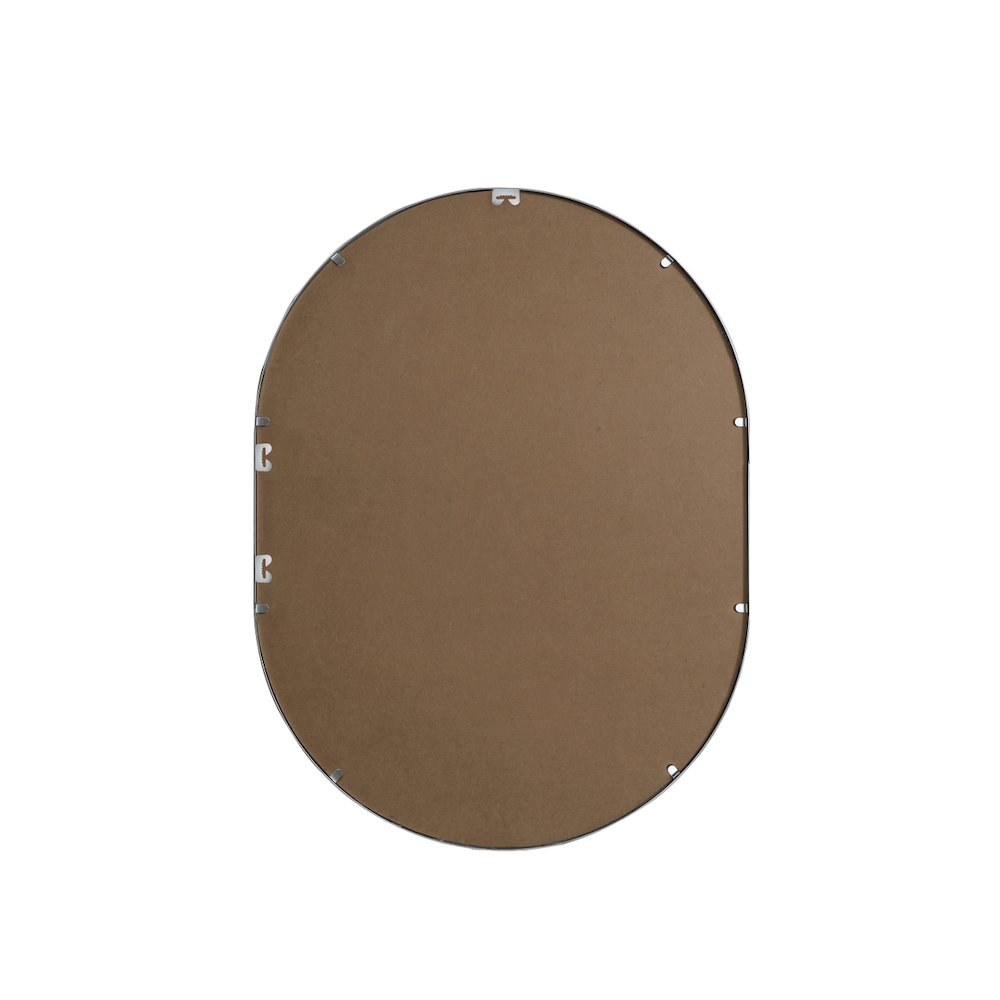 Metal Frame Oval Mirror 27x36 Inch in Silver