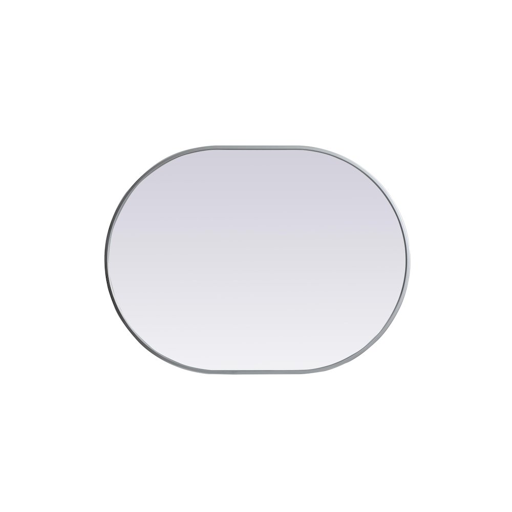 Metal Frame Oval Mirror 27x36 Inch in Silver