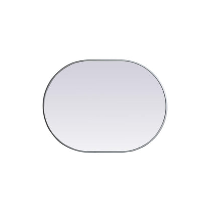 Metal Frame Oval Mirror 27x36 Inch in Silver