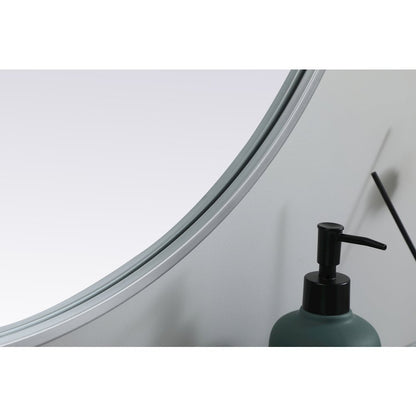 Metal Frame Oval Mirror 27x36 Inch in Silver
